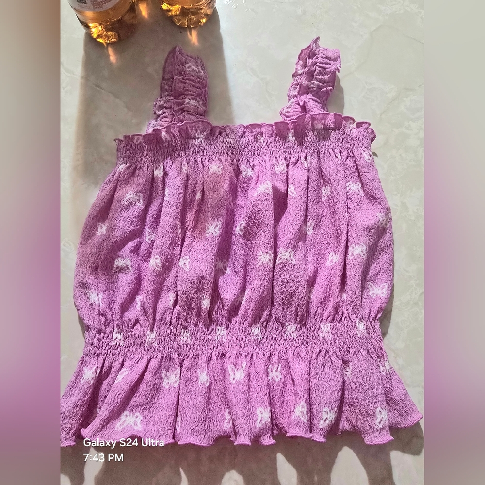NWOT Toddler Girl's Butterfly Top Smocked With Ruffle Straps